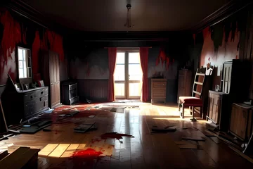 Foto op Canvas ホラーゲーム背景風惨劇のあった幽霊屋敷部屋室内  © 月とサカナ SNAO