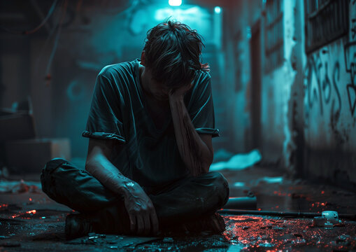 Unveiling addiction's grip: a harrowing portrayal of the raw emotions and struggles entangled within the depths of substance abuse