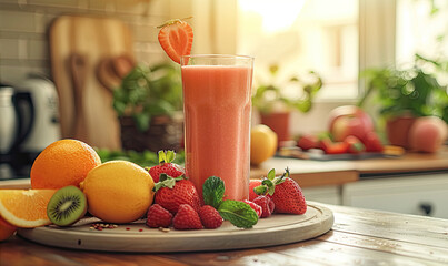 healthy breakfast with fruit juice blend 