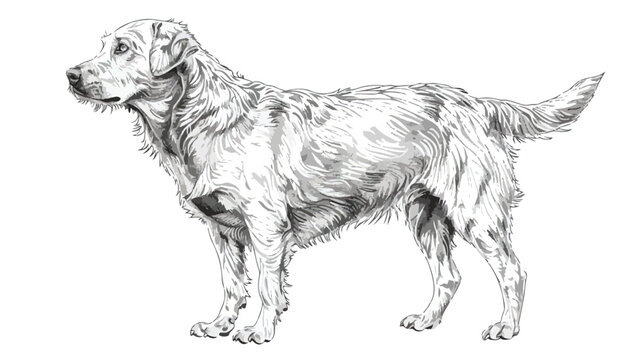 Aidi dog vector sketch outline pencil drawing artwork