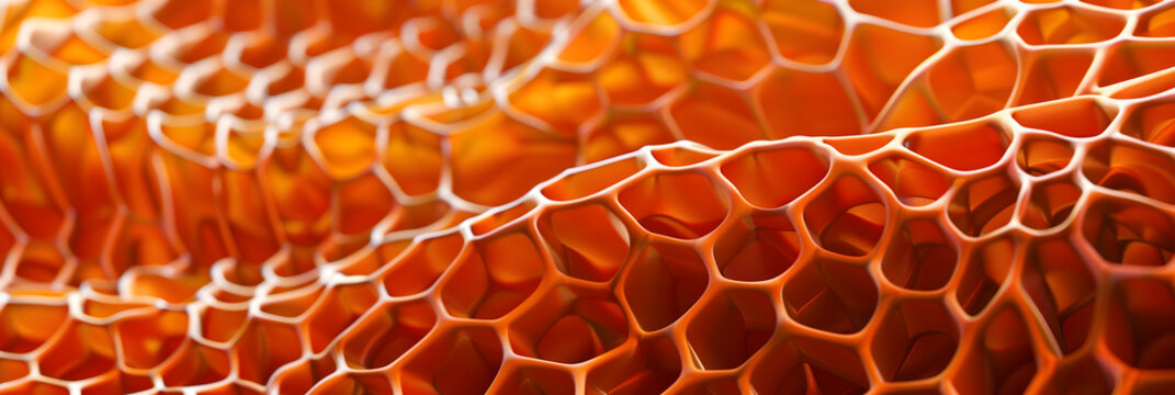Macro view of beeswax honeycomb texture, Detailed Honeycomb Macro View: Natural Textural Beauty