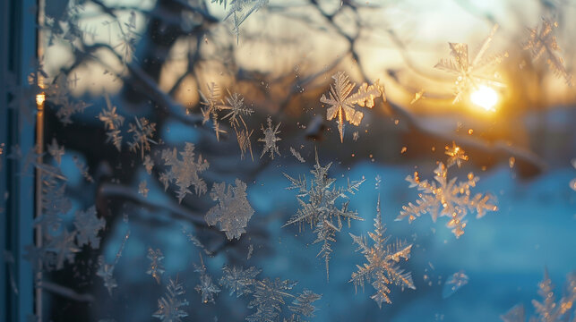 snow pattern on window, snow chrystals