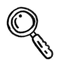 hand drawn magnifying glass element design.