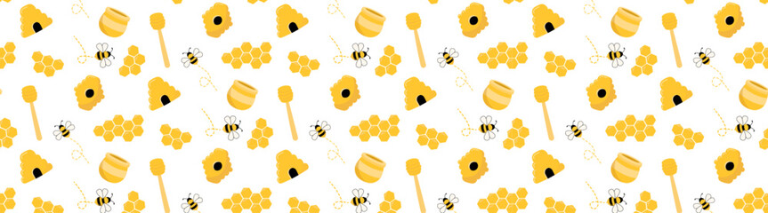 royal jelly, honey bee seamless pattern background - obrazy, fototapety, plakaty