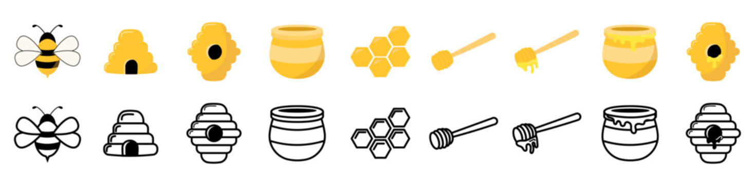 honey bee icon, honey comb vector, royal jelly bee hive