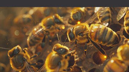 close up of comb, bees