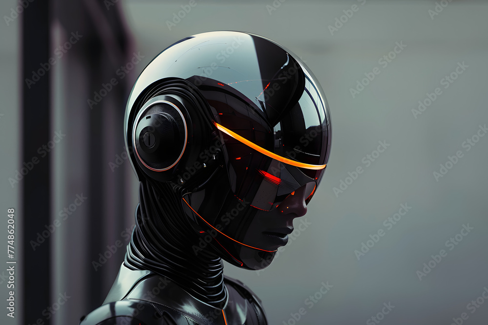 Sticker minimalistic futuristic droid in distant - Stickers