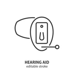 Hearing aid line icon. Ear aid vector symbol. Editable stroke. - 774862016