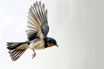 Bird Flying Through the Air With Wings Spread