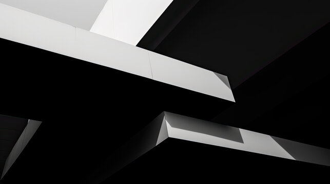 Fototapeta Whispers from the shadows: a black and white symphony of modern concrete, architecture wallpaper 