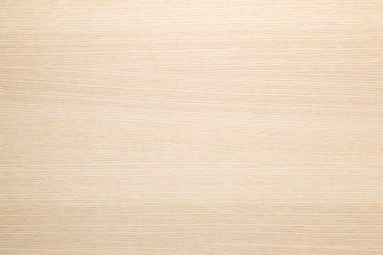 Light ash veneer wooden surface background. Closeup. Empty place for text. Top down view.
