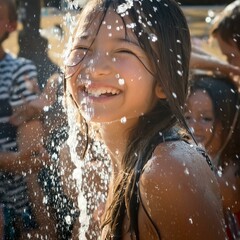 woman playing water in Songkran festival 
