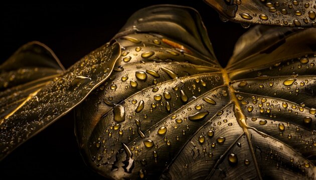 close up of a golden leaf