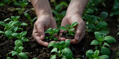 woman's hand holding fresh green seeds