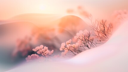 Soft pastel pink flowers, Serene calming warm floral background with pink and peach colors, Dreamy subtle and soothing the senses in nature concept, AI generated