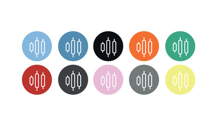 Vector Isolated Trading Icon Set or Illustration, with Candles or Candlesticks