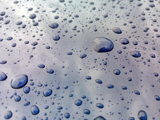 drops of water on the glass surface 
