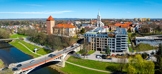 View of city of Oswiecim in Poland, where Nazi Auschwitz concentration camp is located