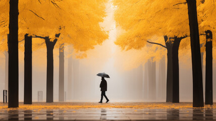 person walking in park in autumn - Powered by Adobe
