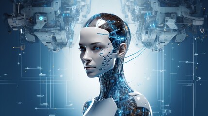 Background design including AI and robot futuristic theme.