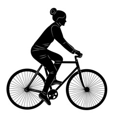 Fototapeta premium silhouette of a woman riding a bicycle, on a white background vector