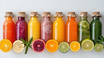 various fruit drinks, blend of lemon, orange, tangerine 