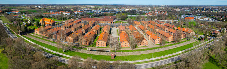 View of Auschwitz concentration camp in Oswiecim, a complex of concentration and extermination camps operated by Nazi Germany in occupied Poland