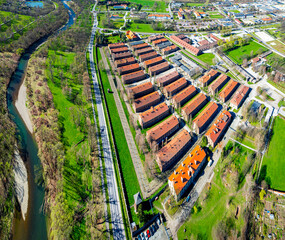 View of Auschwitz concentration camp in Oswiecim, a complex of concentration and extermination camps operated by Nazi Germany in occupied Poland