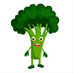 Broccoli vector. Happy smiling cute broccoli. Vector modern flat style cartoon character illustration. Broccoli healthy food, good nutrition, vegetarian concept. Vector character.