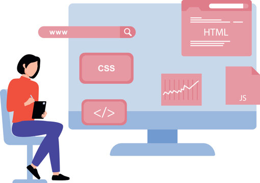 The girl is doing web development.