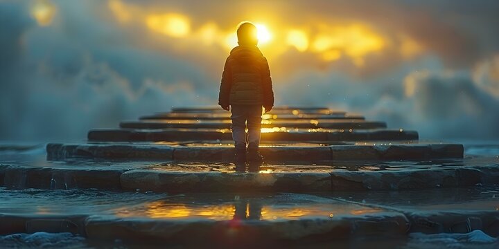 Abstract image of a childs financial literacy journey from early saving habits to wealth accumulation symbolizing guidance. Concept Childhood Savings, Financial Literacy, Wealth Accumulation