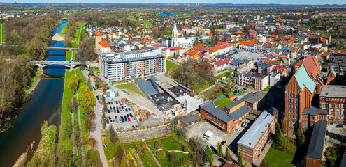 View of city of Oswiecim in Poland, where Nazi Auschwitz concentration camp is located