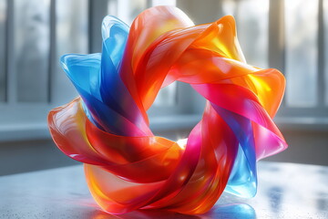 3D Colorful Abstract Wavy Background, 