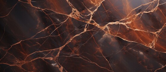 Dark brown and orange marble surface captured in a close-up shot, showcasing intricate patterns and colors