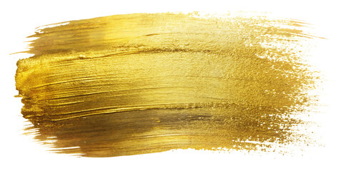 Gold Paint Brush Stroke On Transparent background - obrazy, fototapety, plakaty