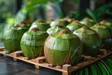 Organic fresh tropical young green coconut professional advertising food photography