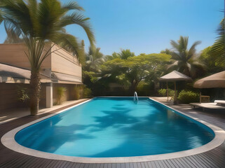 Fototapeta na wymiar Swimming pool on a bright sunny day