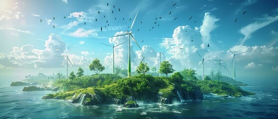 Renewable revolution, Earth's strategy for green skies - obrazy, fototapety, plakaty