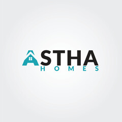 Astha Homes Creative Minimalist Modern Combination Mark Logo Design.