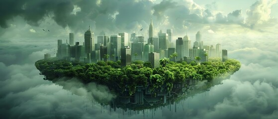 Fototapeta premium Green energy revolution, sustainable cities on a living Earth