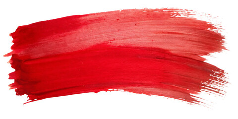 Red Paint Brush Stroke On Transparent background