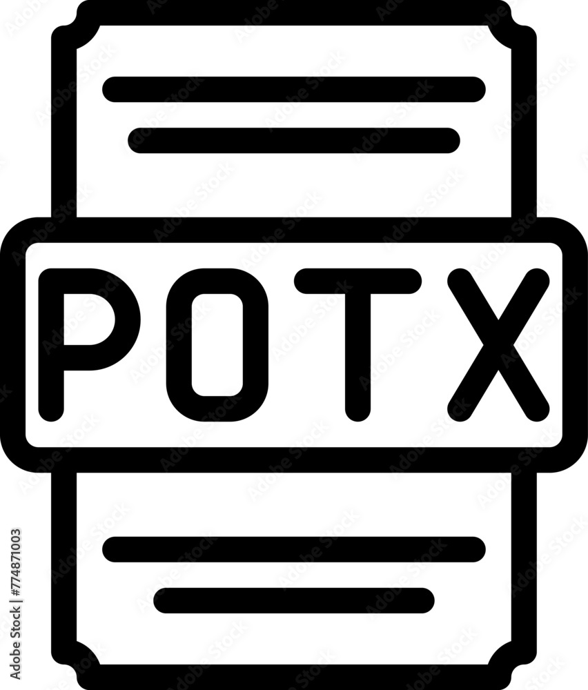 Poster potx icons file type. spreadsheet files document icon with outline design. vector illustration