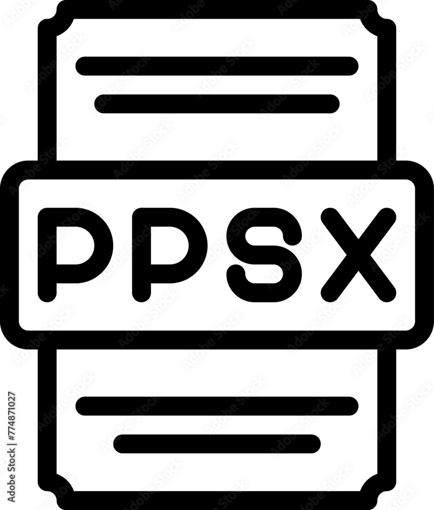 Poster ppsx icons file type. spreadsheet files document icon with outline design. vector illustration