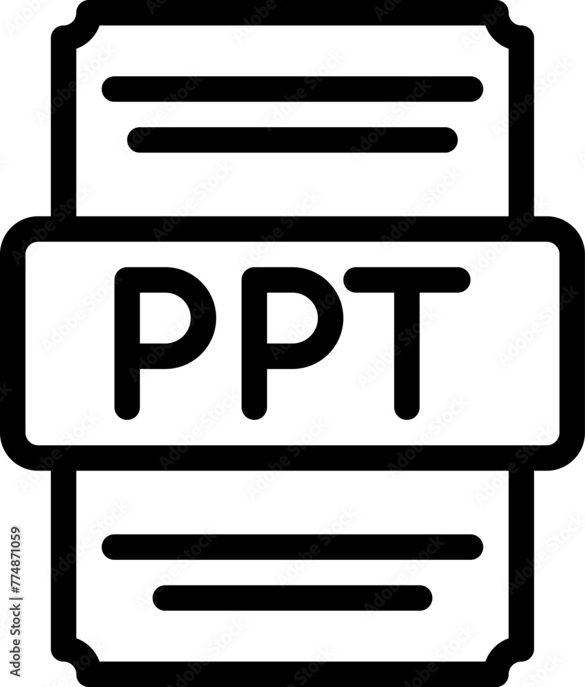 Poster ppt icons file type. spreadsheet files document icon with outline design. vector illustration