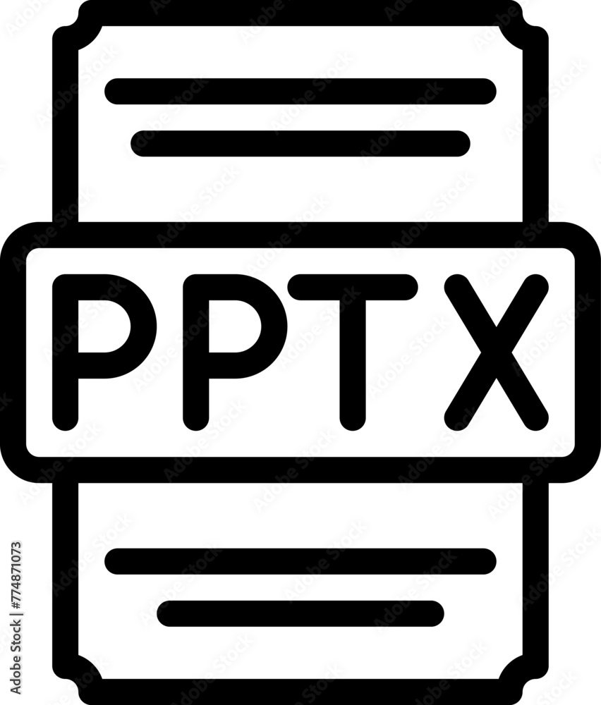 Poster pptx icons file type. spreadsheet files document icon with outline design. vector illustration
