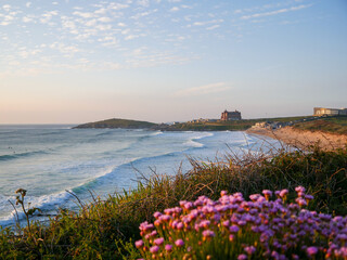 Sunset over fistral beach newquay 