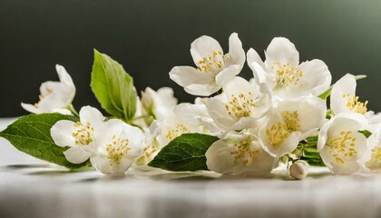 Naklejka na ściany i meble Jasmine Dream: Panoramic Shot of Delicate Flowers on White