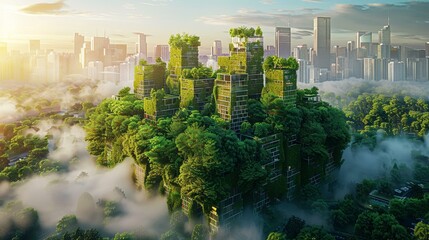 Fototapeta premium ESG values shaping a green future, eco-city on Earth