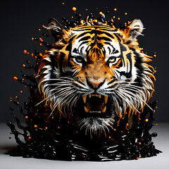 Mesmerizing ferrofluid strokes emulate the grace of a tiger wild spirit, bringing untamed beauty to your space