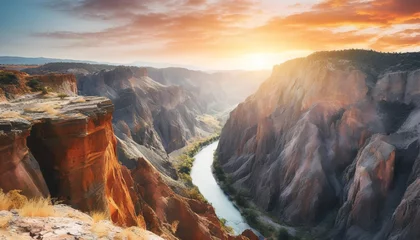 Rolgordijnen canyon view in summer colorful canyon landscape at sunset nature scenery in the canyon amazing nature background summer landscape in nature tasyaran canyon travel in the great valley © Claudio
